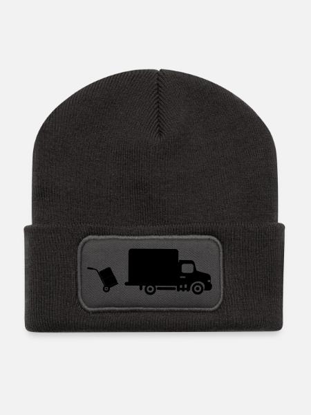 Umzugswagen mit Bollerwagen - Recycelte Patch Beanie - Dunkelgrau