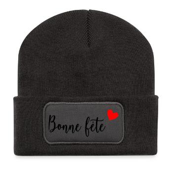 BONNE FÊTE MAMAN. MAMAN. FÊTE DES MÈRES. JE T'AIME - Beanie recyclé à patch - charbon - Devant