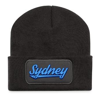 Sydney Ocean Script Logo - Recycelte Patch Beanie - Dunkelgrau - Vorne