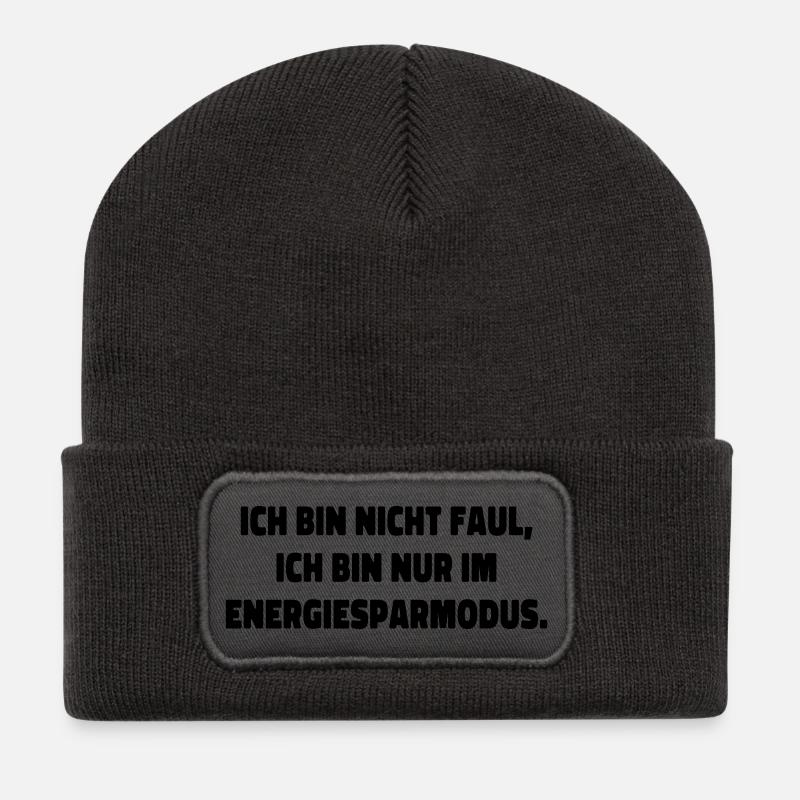 ich bin nicht faul statement spruch - Recycelte Patch Beanie - Dunkelgrau