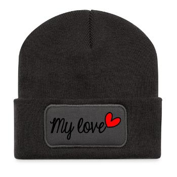 ICH LIEBE DICH. LIEBE. PAAR. GERADE VERHEIRATET. Junggesellinnenabschied - Recycelte Patch Beanie - Dunkelgrau - Vorne