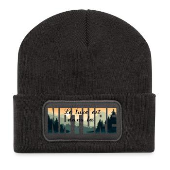 Le luxe est dans la NATURE - Beanie recyclé à patch - charbon - Devant