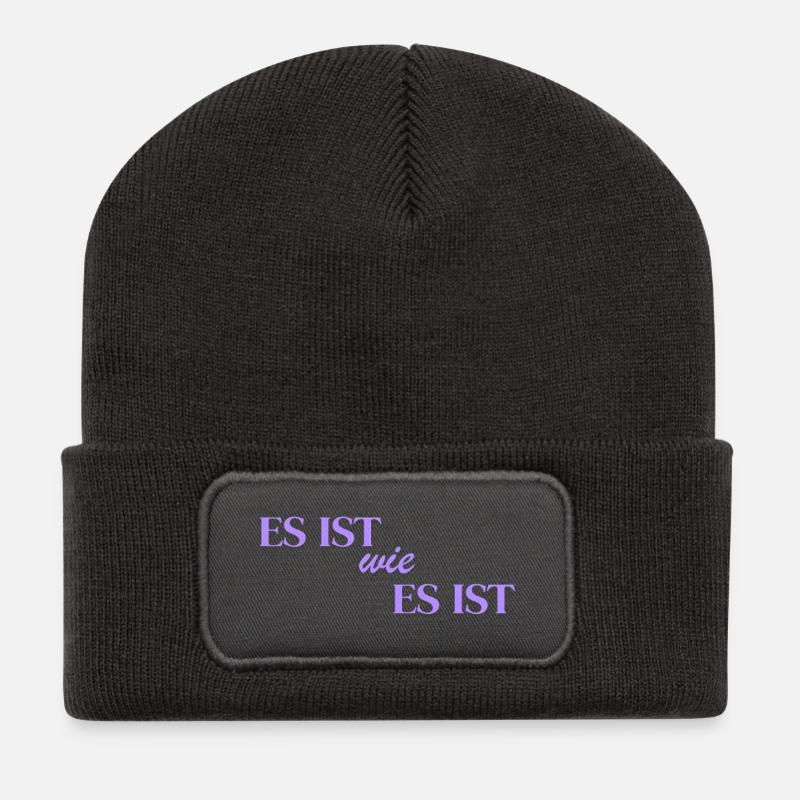 Es ist wie es ist - Recycelte Patch Beanie - Dunkelgrau