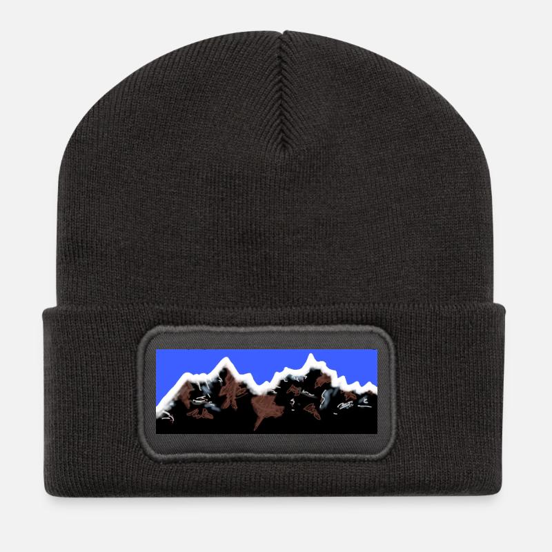 Berge  - Recycelte Patch Beanie - Dunkelgrau