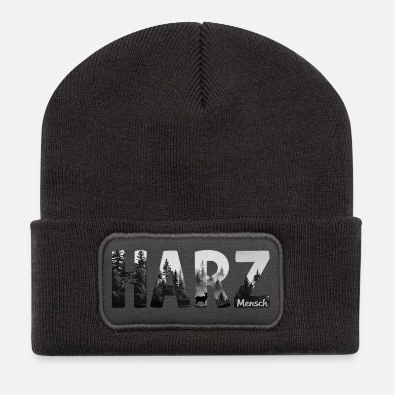 Harzmensch - im Harz zu Hause - Recycelte Patch Beanie - Dunkelgrau