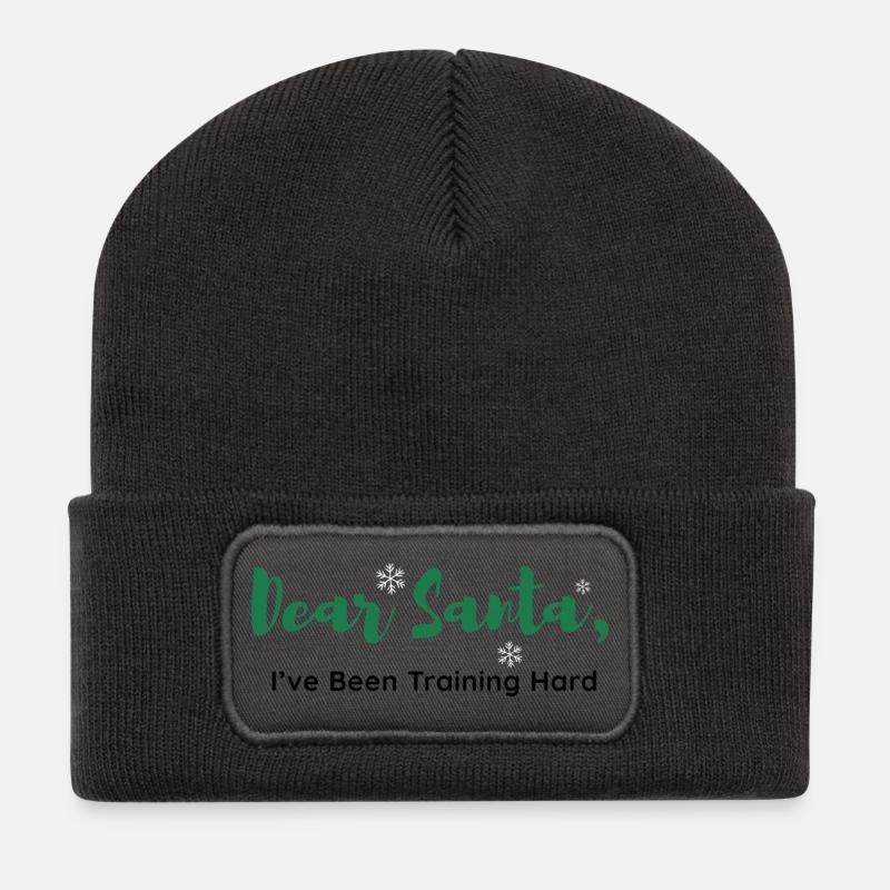 Dear Santa, I’ve Been Training Hard - Recycled Patch Beanie - dark grey