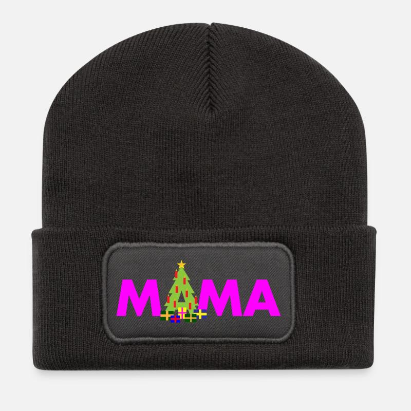 Mama Weihnachtsbaum - Recycelte Patch Beanie - Dunkelgrau