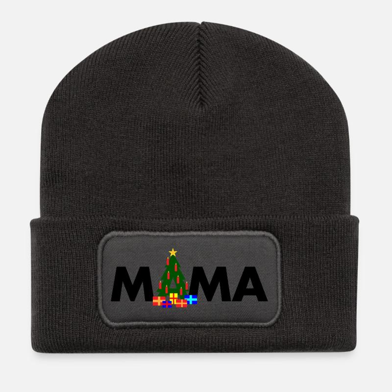 Mama Weihnachtsbaum - Recycelte Patch Beanie - Dunkelgrau