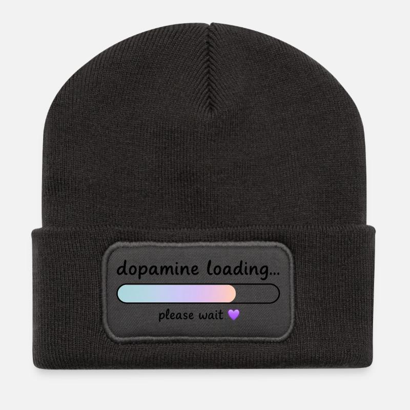 Dopamin-Ladegradient - Recycelte Patch Beanie - Dunkelgrau