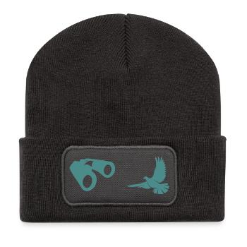 Minimalistische Vogelbeobachtung Silhouette - Recycelte Patch Beanie - Dunkelgrau - Vorne