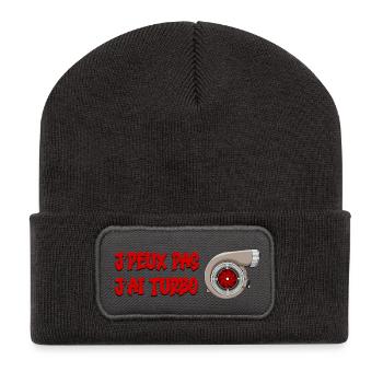 J'peux pas j'ai turbo - Beanie recyclé à patch - charbon - Devant