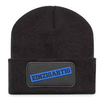 einzigartig02 - Recycelte Patch Beanie - Dunkelgrau - Vorne