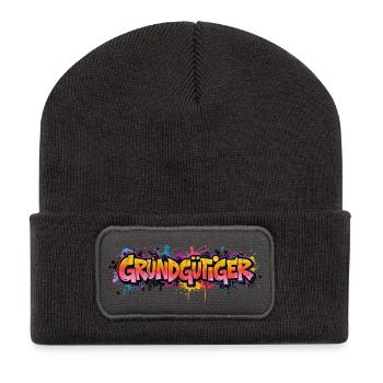 Grundgütger Graffiti Neon-Explosion - Recycelte Patch Beanie - Dunkelgrau - Vorne