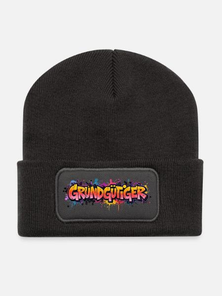 Grundgütger Graffiti Neon-Explosion - Recycelte Patch Beanie - Dunkelgrau