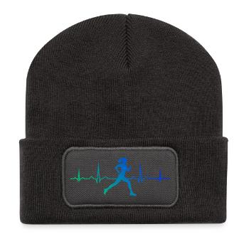 Geschenkidee für eine Running mit Running - Recycelte Patch Beanie - Dunkelgrau - Vorne