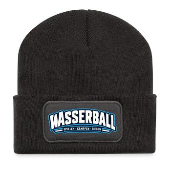 Wasserball Kraft-Logo - Recycelte Patch Beanie - Dunkelgrau - Vorne