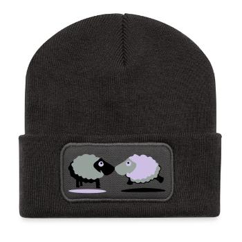Schafe - Recycelte Patch Beanie - Dunkelgrau - Vorne