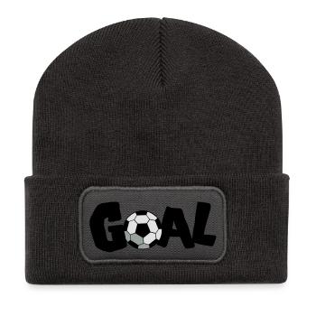 soccer ball goal! FOOTBALL! - Recycled Patch Beanie - dark grey - Front