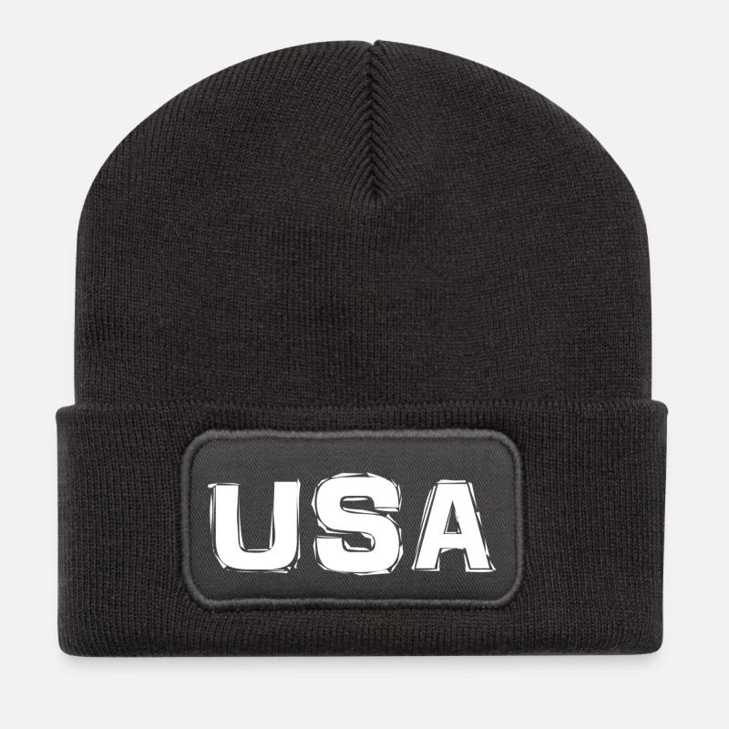 USA - Recycelte Patch Beanie - Dunkelgrau