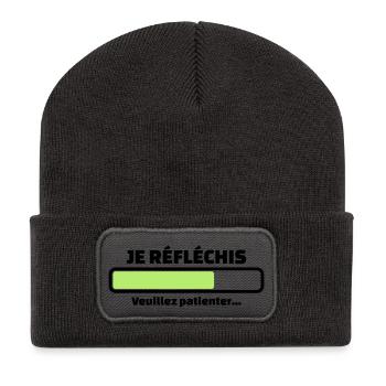 je réfléchis veuillez patienter - Beanie recyclé à patch - charbon - Devant