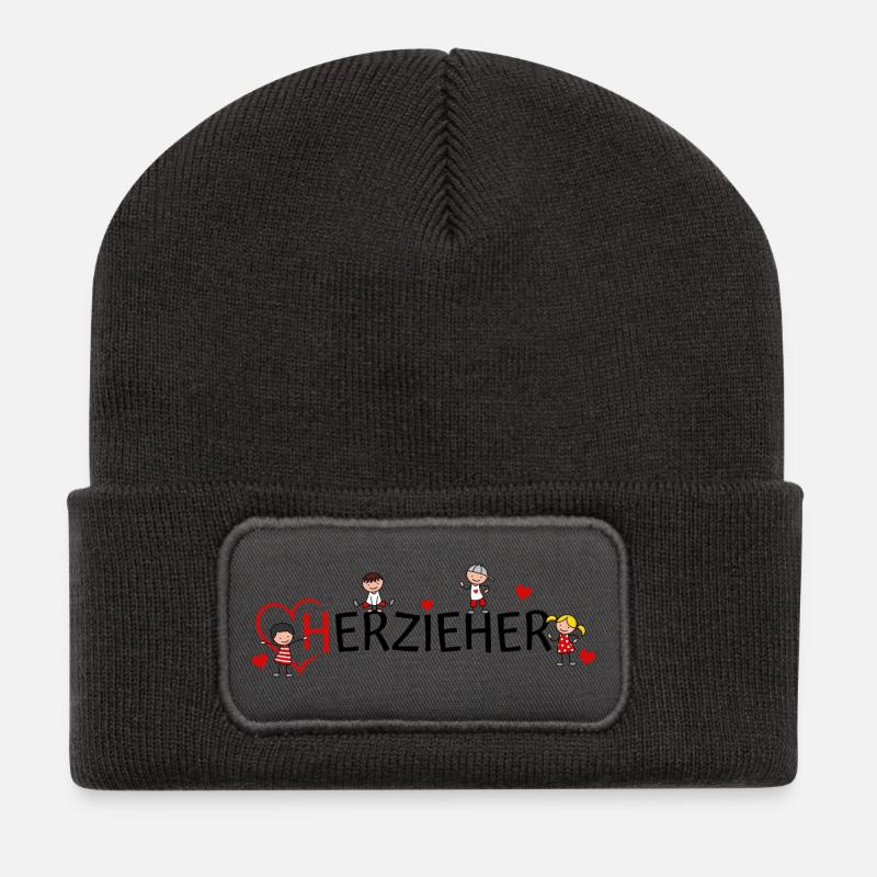 Erzieher Herzieher - Recycelte Patch Beanie - Dunkelgrau
