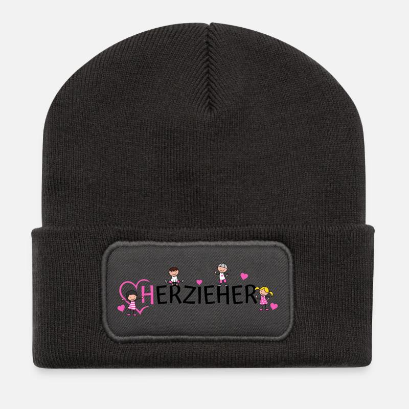 Erzieher Herz Herzieher - Recycelte Patch Beanie - Dunkelgrau
