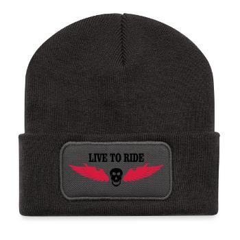 biker - Recycelte Patch Beanie - Dunkelgrau - Vorne