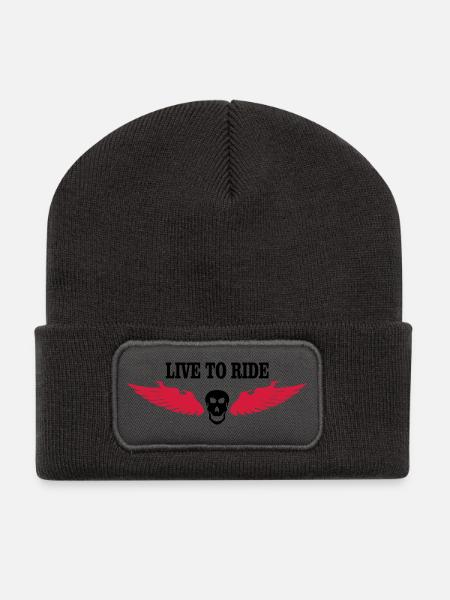 biker - Beanie recyclé à patch - charbon