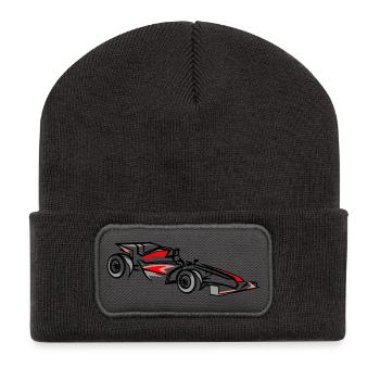 Racing Car Illustration Motorsport Design - Recycled Patch Beanie - dark grey - Front