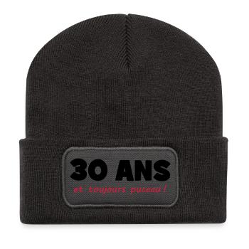 30 ans et toujours puceau ! - Beanie recyclé à patch - charbon - Devant