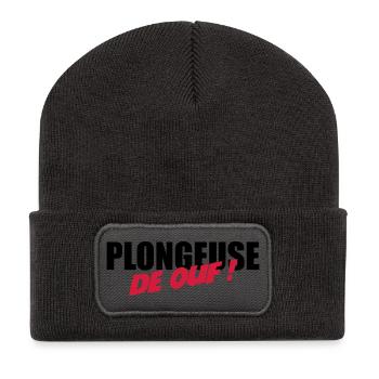 Plongeuse de ouf ! - Beanie recyclé à patch - charbon - Devant