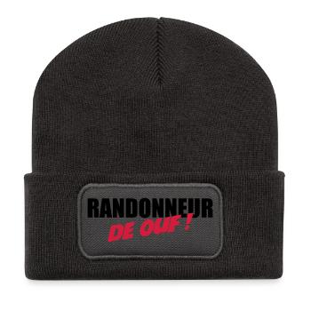 Randonneur de ouf ! - Beanie recyclé à patch - charbon - Devant
