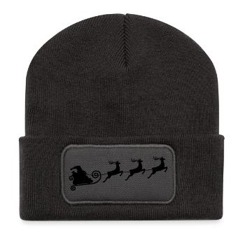 Rentierschlittenfahrt - Recycelte Patch Beanie - Dunkelgrau - Vorne