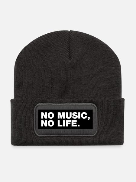 Keine Musik, kein Leben - Recycelte Patch Beanie - Dunkelgrau