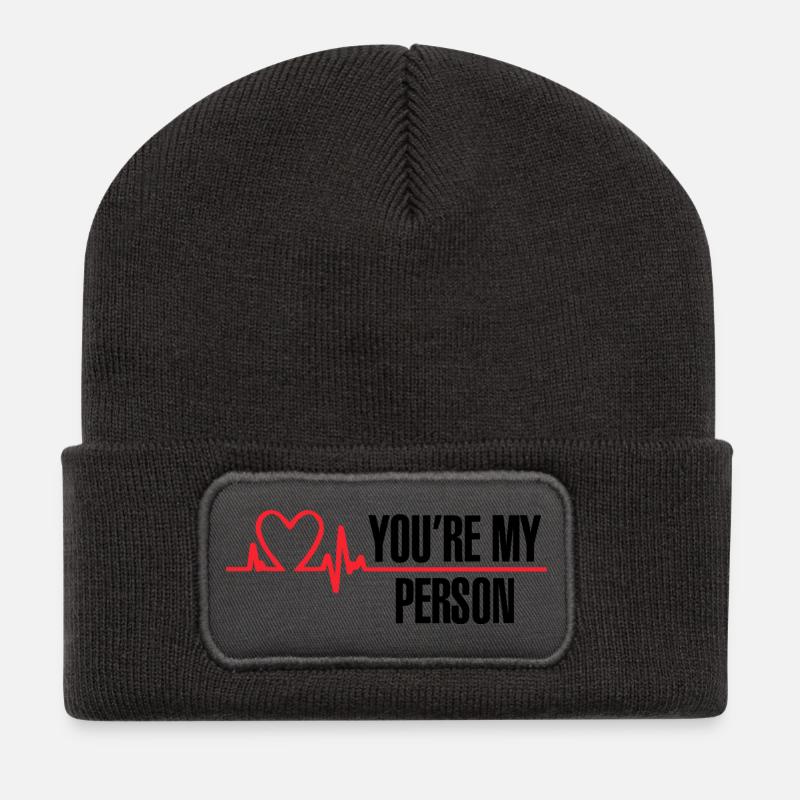 Du bist meine Person - Recycelte Patch Beanie - Dunkelgrau