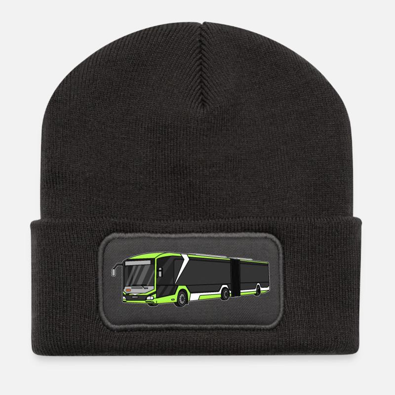 Bus, Schulbus, Busfahrer - Recycelte Patch Beanie - Dunkelgrau