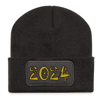 WEIHNACHTEN. JAHR. JAHRESTAG. RUHESTAND. PAPA. MAMAM. - Recycelte Patch Beanie - Dunkelgrau - Vorne