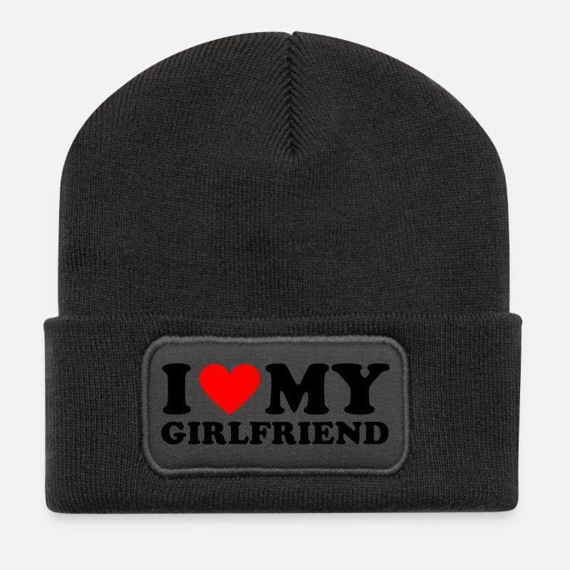 I love my girlfriend - Recycelte Patch Beanie - Dunkelgrau