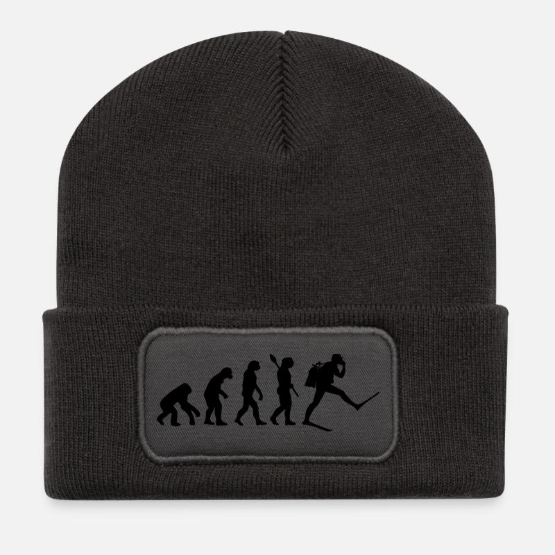 Plongeur Funny Human Evolution - Beanie recyclé à patch - charbon