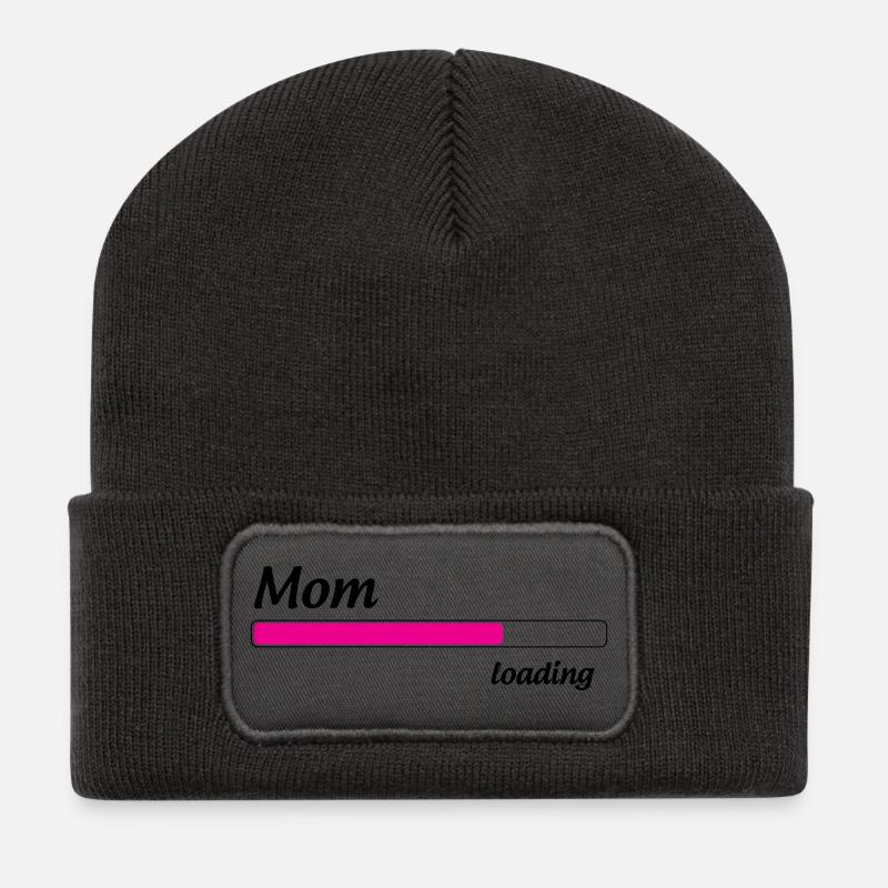 Mama lädt... Bitte warten - Werdende Mutter - Recycelte Patch Beanie - Dunkelgrau