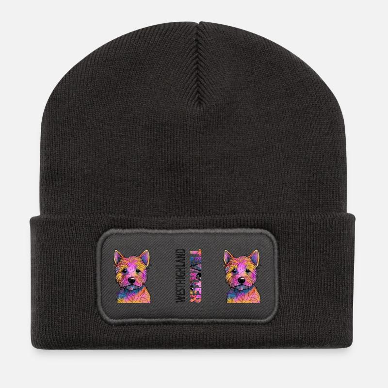 West Highland Terrier - Recycelte Patch Beanie - Dunkelgrau