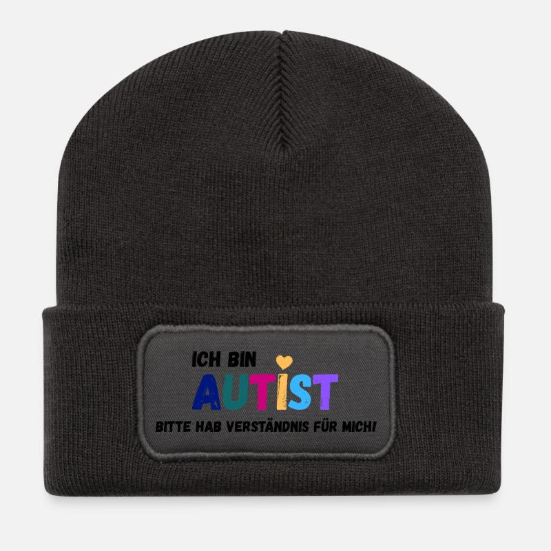 Ich bin Autist_Verständnis - Recycelte Patch Beanie - Dunkelgrau