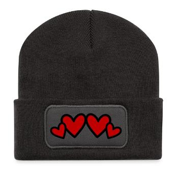 Herzen Symbol Liebe - Recycelte Patch Beanie - Dunkelgrau - Vorne