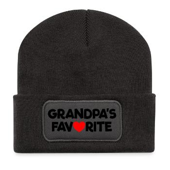 Petit-enfant préféré Cœur rouge Le préféré de grand-père - Beanie recyclé à patch - charbon - Devant