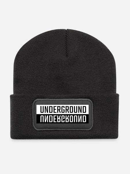 Background double font - Recycled Patch Beanie - dark grey