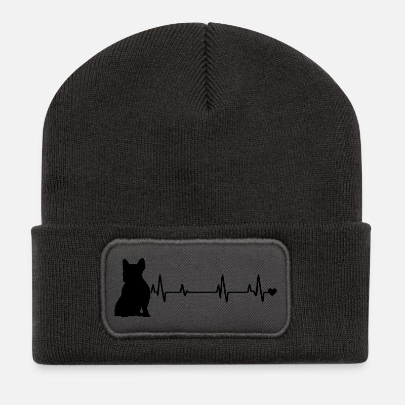 Chien - Beanie recyclé à patch - charbon