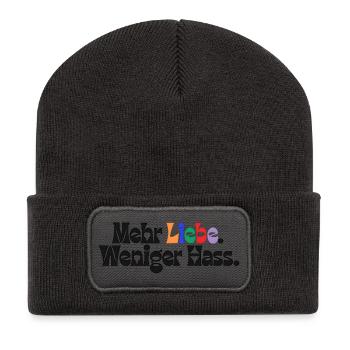 Mehr Liebe Weniger Hass outfit csd  Demokratie Fan - Recycelte Patch Beanie - Dunkelgrau - Vorne