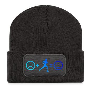 Geschenkidee für einen Running mit Running - Recycelte Patch Beanie - Dunkelgrau - Vorne