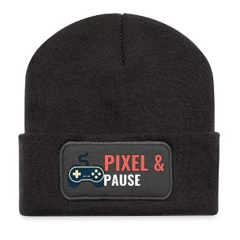 Pixel & Pause. - Recycelte Patch Beanie - Dunkelgrau - Vorne