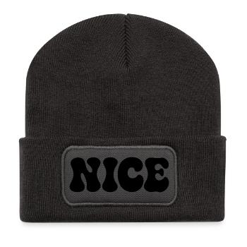 Schöne Blob-Schriftart Schwarz - Recycelte Patch Beanie - Dunkelgrau - Vorne